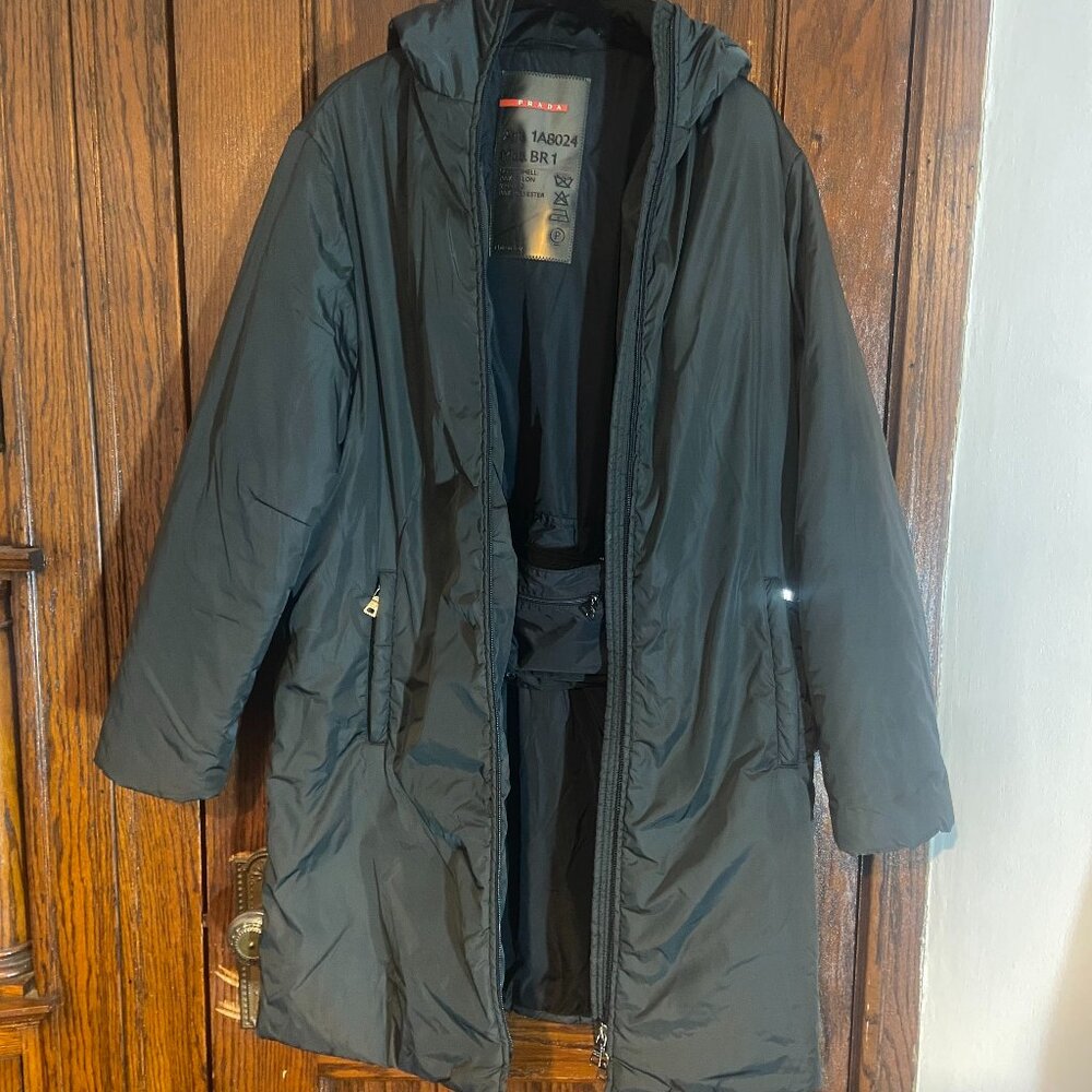 Prada Black/Grey Jacket with Built-In Belt - Black EU 40